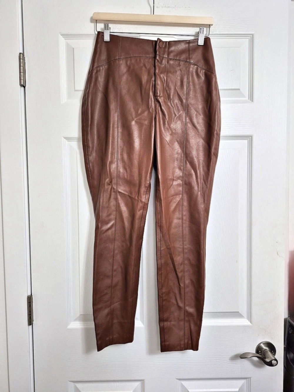 Icône Vision Faux Leather Leggings in Brown Size Small